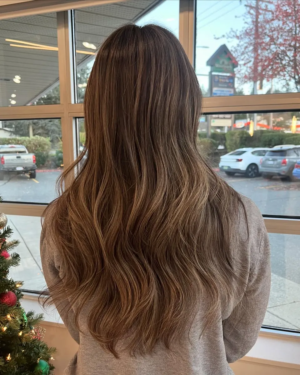 Caramel balayage on long hair