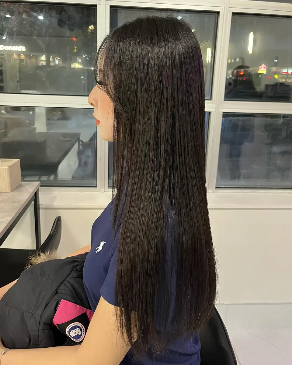 Sleek long straight black hair